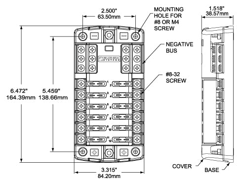 BlueSea zekeringbord 12v met aarding